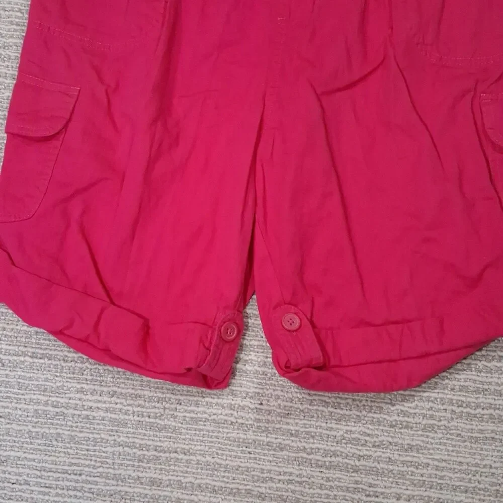 WOMAN WITHIN SHORTS 14W PINK CARGO DRAWSTRING ELASTIC WAIST CASUAL COTTON... - Picture 9 of 12